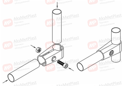 UNO-01 Соединитель 2-х труб Т-образный системы Joker-Uno d=25 мм, цвет: хром
