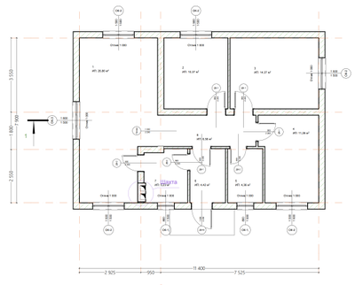 Одноэтажный дом с тремя спальнями 83м² (S63)