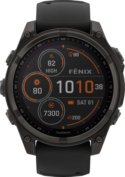 Часы Garmin Fenix 8 —47mm Solar Sapphire Carbon Gray DLC Titanium Black / Pebble Gray