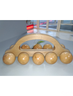 Массажёр «Гусеница», универсальный, 10 шариков, деревянный