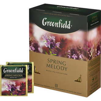 Чай черный Greenfield Spring Melody с ароматом фруктов и душистых трав 100 пакетиков