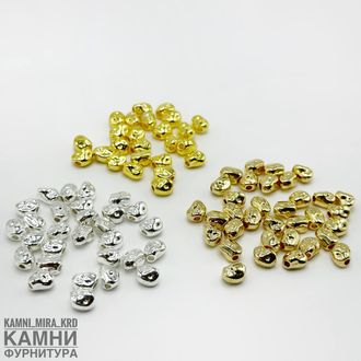 Шарм "Камешки" ЛЮКС 7х5 мм, отверстие 2 мм, покрытие в ассортименте, цена за штуку