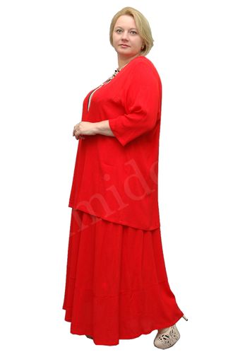 Легкая юбка из 100% хлопка Арт. 5152 (Цвет красный и еще 2 цвета) Размеры 58-84
