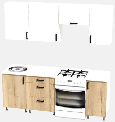 Кухня Эконом 1,5 метра (1100х400) Цвет: Белый/Дуб Вотан