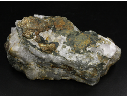 Пирит, Халькопирит на Кварце, необработанный "дикий" образец, Россия, КЧР, Урупский район (103*48*45 мм, 367 г) №37954