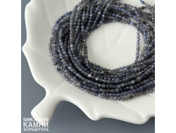 Иолит с включениями шары в огранке 2,4-2,5 мм, цена за нить 19 см
