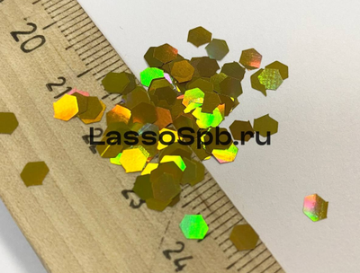 Глиттер блестки Желтое Золото Голография 4 мм вес 100 г