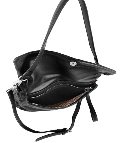 (АРТИКУЛ: 8401/1) СУМКА ЖЕНСКАЯ, НЕБОЛЬШАЯ, НАТУРАЛЬНАЯ КОЖА, ЧЕРНАЯ, ДВА ОТДЕЛЕНИЯ, С ДВУМЯ ПЛЕЧЕВЫМИ РЕМНЯМИ