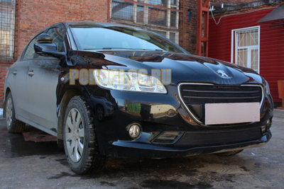 Защита радиатора Peugeot 301 2013- black верх