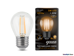 Gauss LED Filament Globe Dimmable P40 5w 827/840 E27