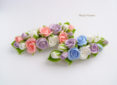 Заколка-автомат "Нежные розочки".