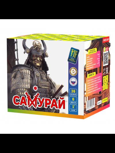 Батарея салютов "Самурай" 1", 36 выстр., 6 эффектов, 70 сек., 19,8 см