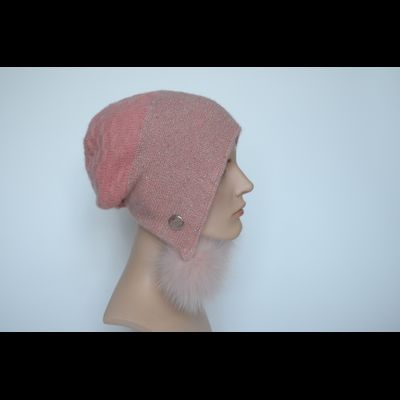 Шапка ушанка Vizio 5123 розовая с помпонами