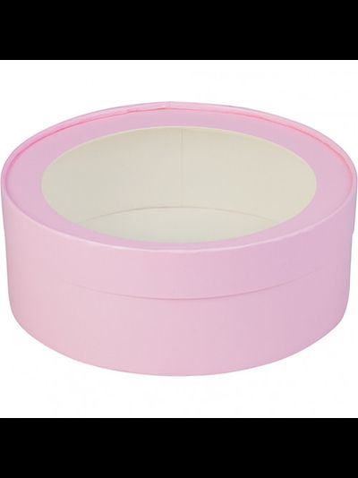 Коробка круглая для зефира, печенья с/о (розовая), Д200*70мм