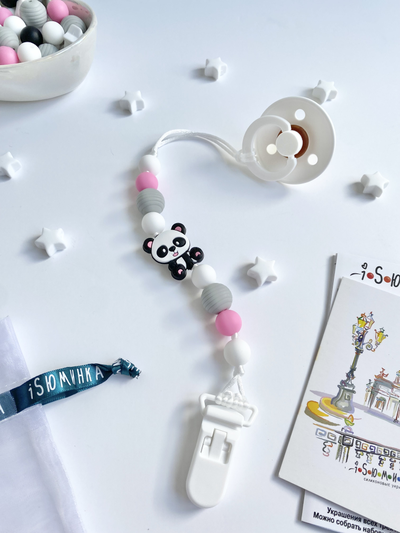 Держатель для пустышки ПАНДА розовые ушки