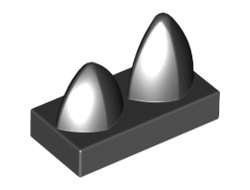 Tile, Modified 1 x 2 with 2 Teeth Vertical, Black (15209 / 6127506)