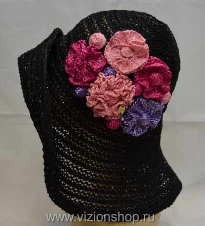 шляпа дизайнерская Vizio Италия 5493 FF черная с цветами