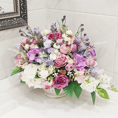 Композиция из искусственных цветов яркая Капля №М029/Купить для интерьера на сайте АОАБУКЕТ