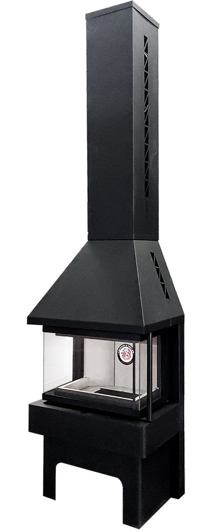 Экокамин Панорама три стекла черный