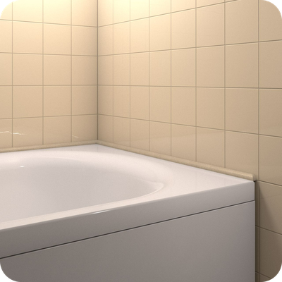 Акриловый плинтус бордюр для ванной BNV ПШ12 12х12х750мм Бежевый правый