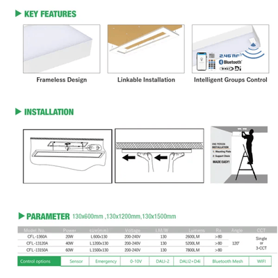 Безрамный светодиодный потолочный светильник для скрытого монтажа 240 В