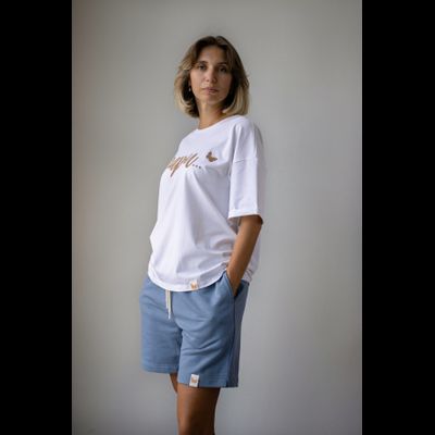 Женский костюм бело-голубой "Дари"