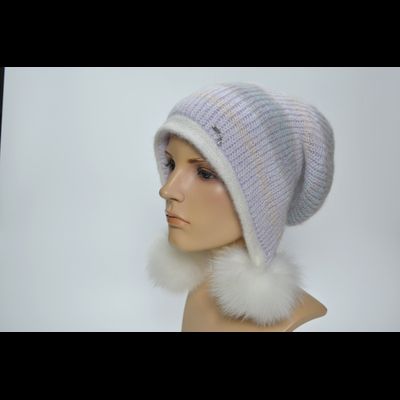 Шапка ушанка Vizio Италия 1307 PP 66  с помпонами белая