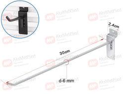 X006 Крючок для экономпанелей, прямой, хром, длина 300 мм, d-6 мм