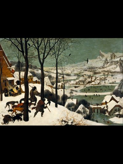 Картина обогреватель, репродукция Питера Брейгеля Охотники на снегу