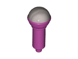 Minifigure, Utensil Microphone with Metallic Silver Top Half Screen Pattern, Magenta (90370pb05 / 6257778 / 6338649)