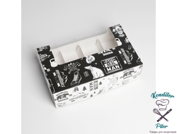 Коробка для эклеров с вкладышами «MАN PATTERN», 25,2 х 15 х 7 см