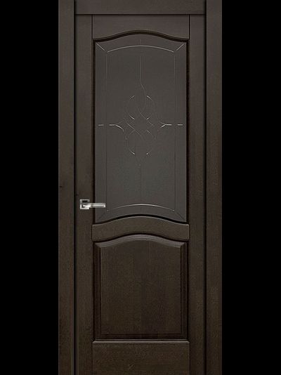 Дверь Лео со стеклом, крашенный массив венге