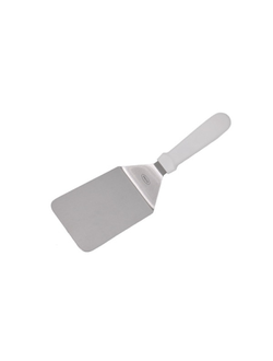 Лопатка 30 см. изогнутая рабочая часть 15*9,5 см, нержавеющая сталь, широкая с пластиковой ручкой, белая