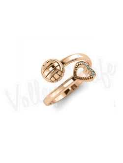 Кольцо с позолотой  "Love Волейбол"