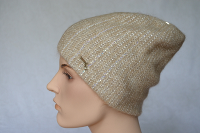 Вязаная шапка с украшениями Vizio Италия 6950 CY бежевая