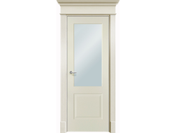 Межкомнатная кремовая дверь  Нафта 2 стекло Паве белое