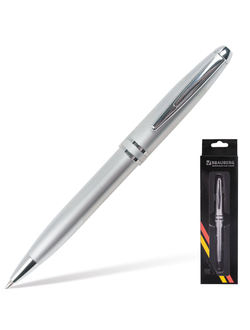 Ручка бизнес-класса шариковая BRAUBERG "Oceanic Silver", корпус серебристый, узел 1 мм, линия письма 0,7 мм, синяя, 140723