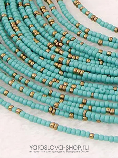 Колье бисерное бирюзового цвета на леске