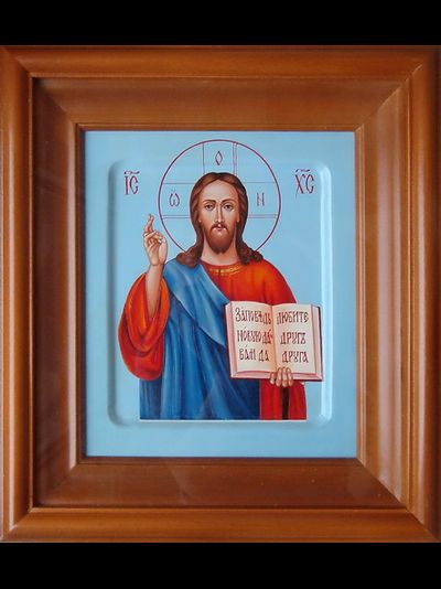 Господь Вседержитель. Спаситель. Рукописная икона в киоте.