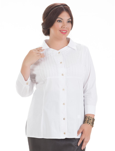 Блуза - рубашка из хлопка белого цвета РУТТИ