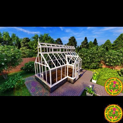 Базовая комплектация теплицы в английском стиле с холлом из стекала и алюминия ЙОРКШИР КАНТРИ ХОЛЛ 6000 х 3000 мм