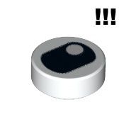 Tile, Round 1 x 1 with Black Eye Squinting with Pupil in Corner Pattern, White (98138pb066 / 6173629 / 6285616)