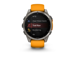 Умные часы Garmin Fenix 8 - 47 мм, AMOLED Sapphire, Titanium, светло-серый, оранжевый силиконовый ремешок (010-02904-11)