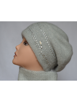 женский вязаный берет из альпака и мохера Италия Vizio 6490 фото итальянских беретов и шарфов