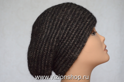 Коричневый берет  в полоску фото