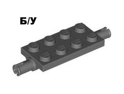 ! Б/У - Plate, Modified 2 x 4 with Pins and Thin Angled Supports, Dark Bluish Gray (30157 / 4210682 / 4509884) - Б/У