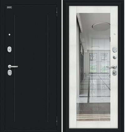 Дверь Входная "Флэш" Bianco Veralinga R/Букле черное