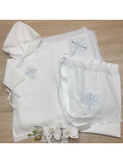 Крестильный набор для мальчика "Благодать", цвет вышивки и комплектация на выбор, цена от