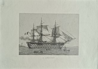 "Французский корабль Людовик XIV" гравюра 2000-е годы