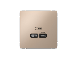 Systeme Electric ArtGallery Песочный USB Розетка тип-С 65Вт QC, PD, механизм GAL001227